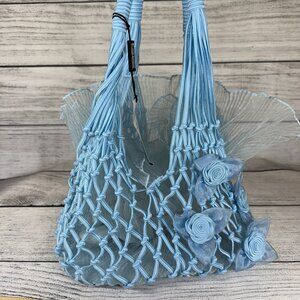 NWT Fika Mountino Blue Macrame Flower Bag